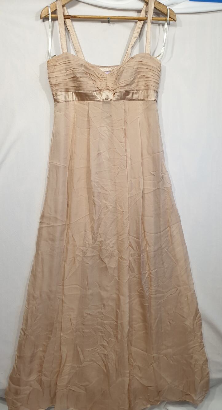 Vtg Y2K Laundry by Shelli Segal Silk Maxi Dress Gown 6 Champagne Blush Ruched